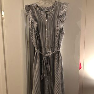 Blue and white striped sundress